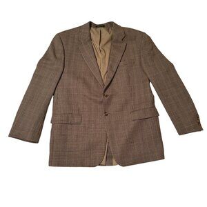 Lauren Ralph Lauren Mens 46R Sport Coat Brown Houndstooth 2 Button Wool